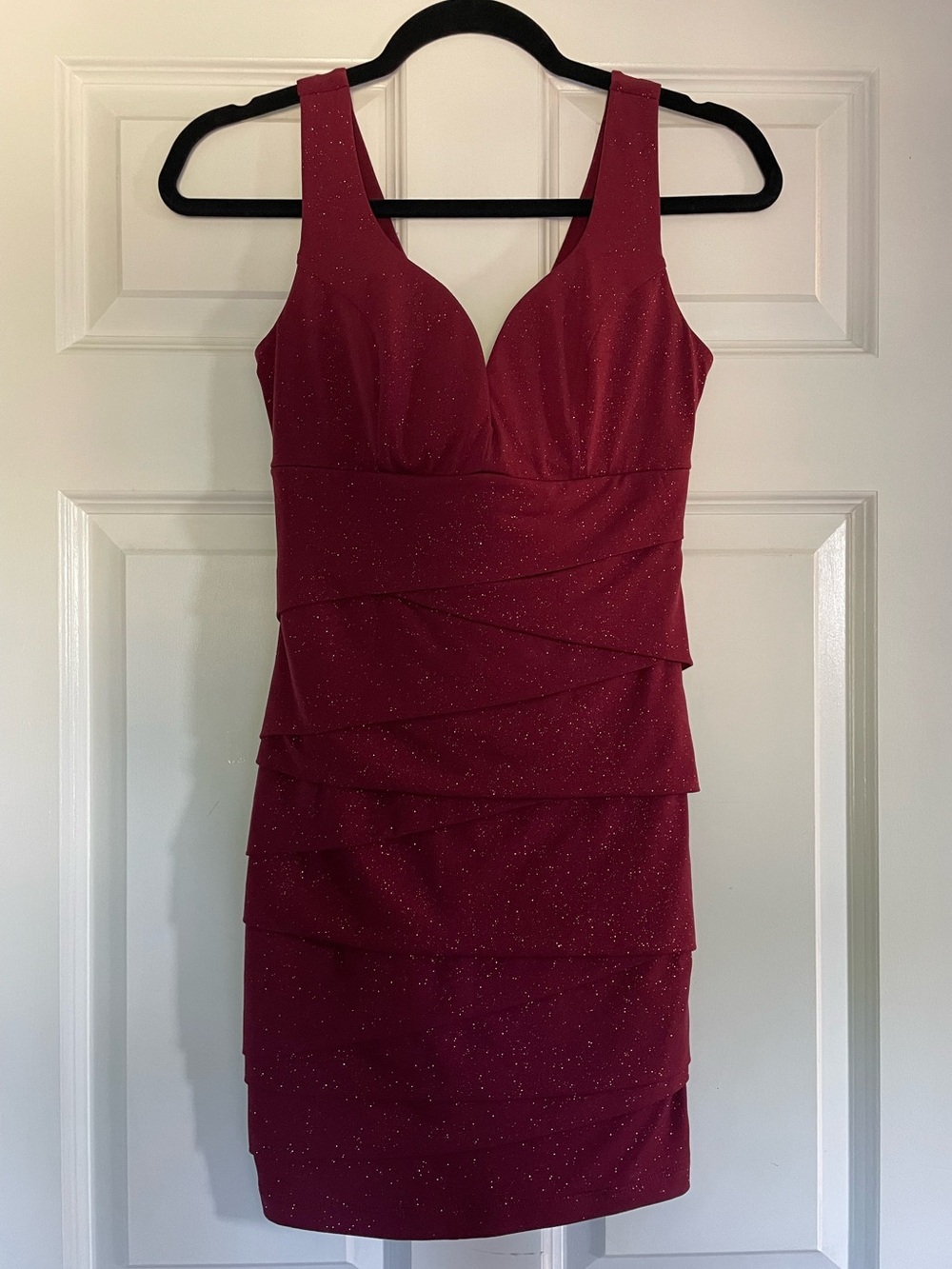 Emerald Sundae Glittered Burgundy Mini Dress